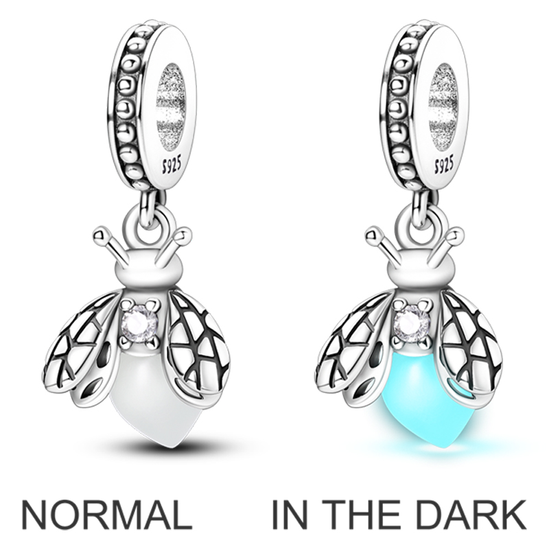 925 Siver Koraliki Charki dla Pandora Charm Branselets Designer dla kobiet Chameleon Glowworm Bulb 925 Srebrny Dangle