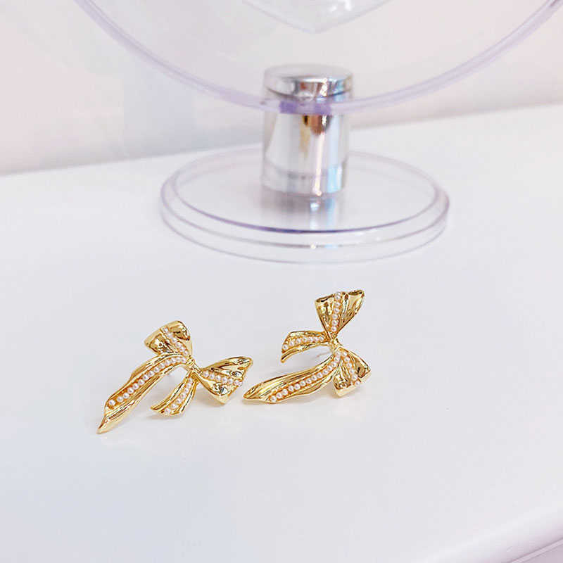 Charm Romantic 14k настоящие золотые ушные шпильки бабочка инкрустация жемчужного качества изящные украшения для женщин