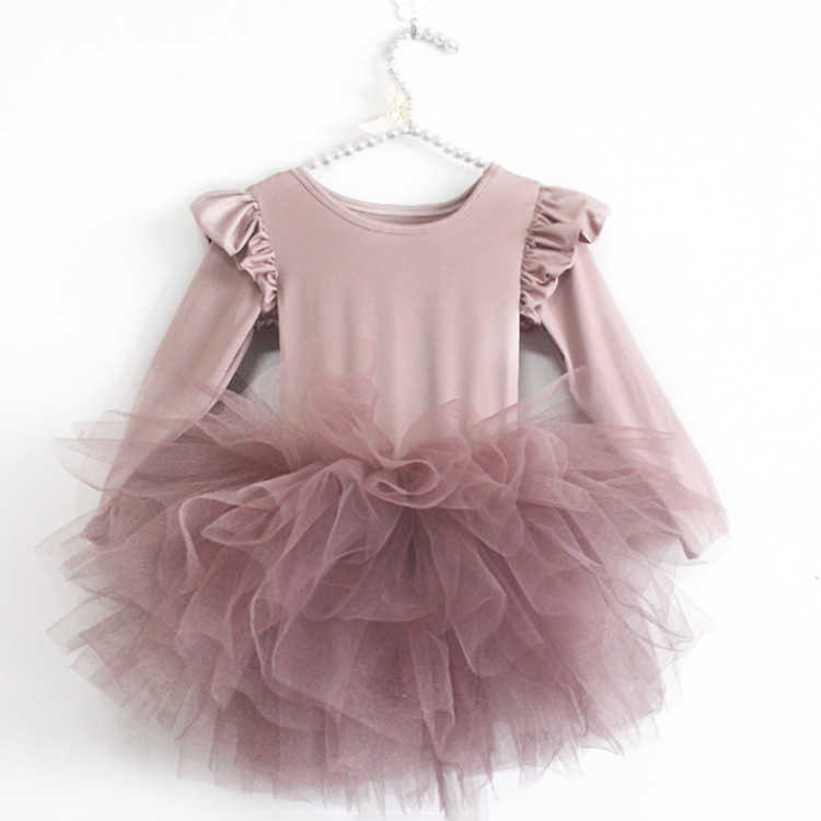 Flickans klänningar Baby Girl Princess Tulle Dress Fluffy Long Sleeve Spädbarn Småbarn Puffy Dress Tutu Black Green Party Pageant Dance kläder 1-10Y W0314