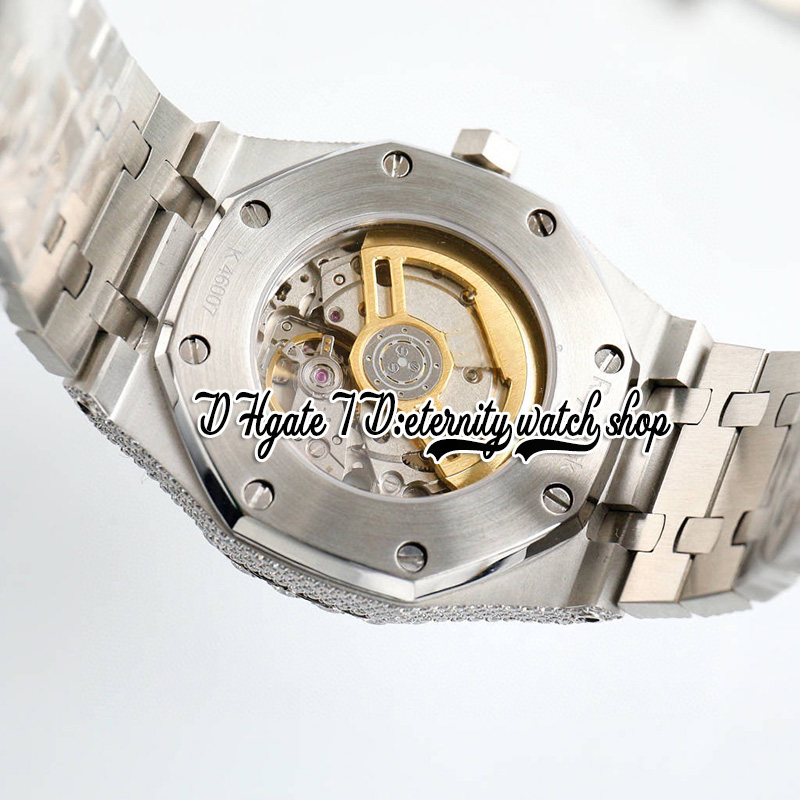 BZF SF15500 Japan M8215 Automatische heren Watch Iced Big Diamond Bezel Grijze textuur kiezer stickers roestvrijstalen diamanten armband Eeuwigheid Sieraden horloges