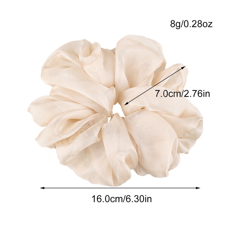 Donne coreane Extra Large Elegante Chiffon Elastici Fascia capelli Tinta unita Scrunchies Cravatte capelli Lady Ponytail Hold Accessori capelli