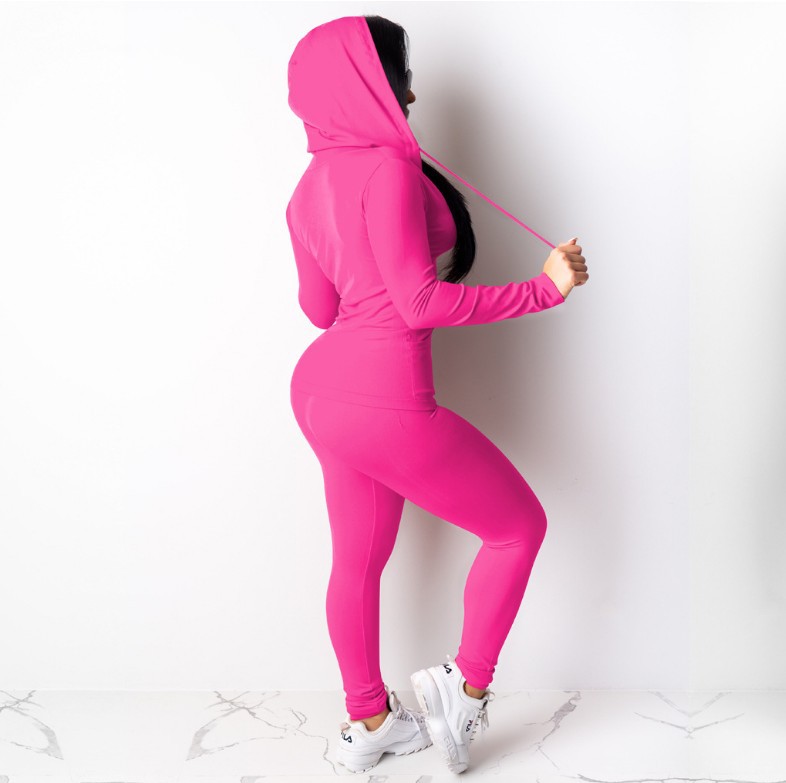 Plus Size Workout Suit Sexig V-hals Tracksuit Kvinnor Hög midja Dragkedja Jogging Pants Hoodies Två styckesuppsättningar för kvinnliga