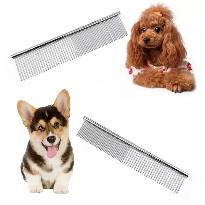 Dog Grooming Supplies Pet Hair Removal Comb Stainless Steel Pet Grooming Comb for Dogs and Cats That Gently Removes Loose and Knotted Hair