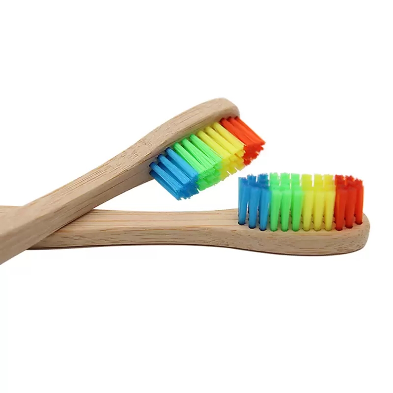 Natuurlijke bamboe tandenborstel groothandelomgeving houten regenboog bamboe tandenborstel orale zorg zachte haren wegwerp tandenborstels