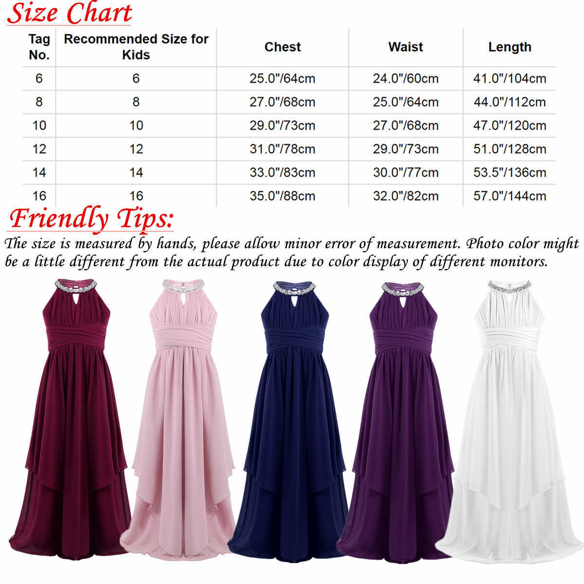 Abiti ragazze Oyolan Chiffon Teenagers Kids Girl Girl Wedding Long Girl Dress Abito da ragazza elegante Pageant Abito Formale Abiti bambini W0314