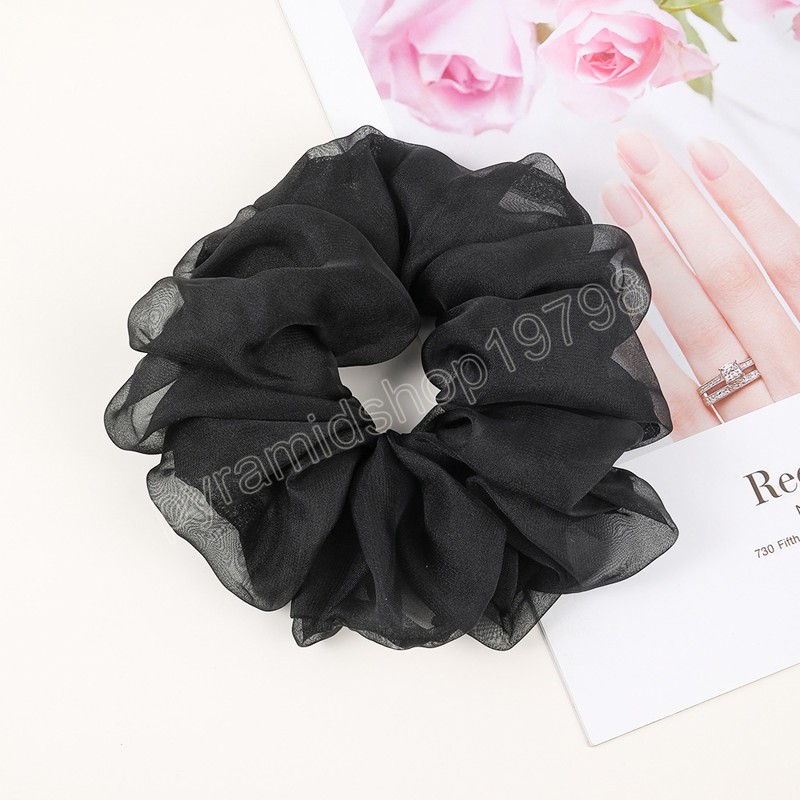 Donne coreane Extra Large Elegante Chiffon Elastici Fascia capelli Tinta unita Scrunchies Cravatte capelli Lady Ponytail Hold Accessori capelli