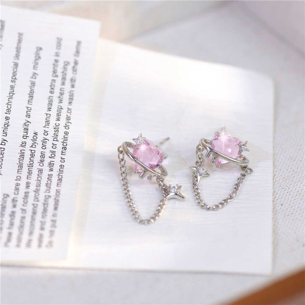 Charm Street Trend Pink Love Earrings Niche Design Sense High-End Cold Wind Earrings Female Daily Fashionable Earrings Jewelry Gifts G230320