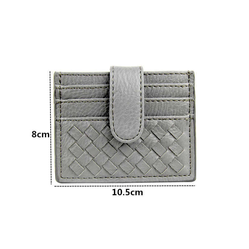 Plånböcker Purdored Weave Slim Card Holder For Women Mini Bank Case Läder Kvinnlig Slim Plånbok för kort Porte Tarjetero Hombre G230308