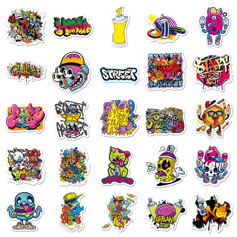 Street Graffiti Art Stickers Fashion Cool Graffiti adesivos para laptações de bagagem de bagagem de bagagem diy adesivos de motocicleta