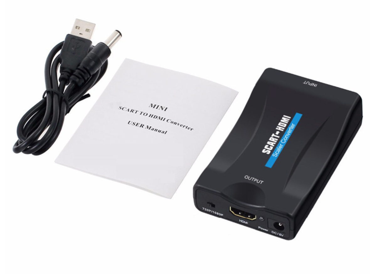 SCART till HDMI Converter Audio Video Analog Scart Input till HDMI 1080p Output Analog till Digital Adapter Scaler Box för HDTV DVD STB