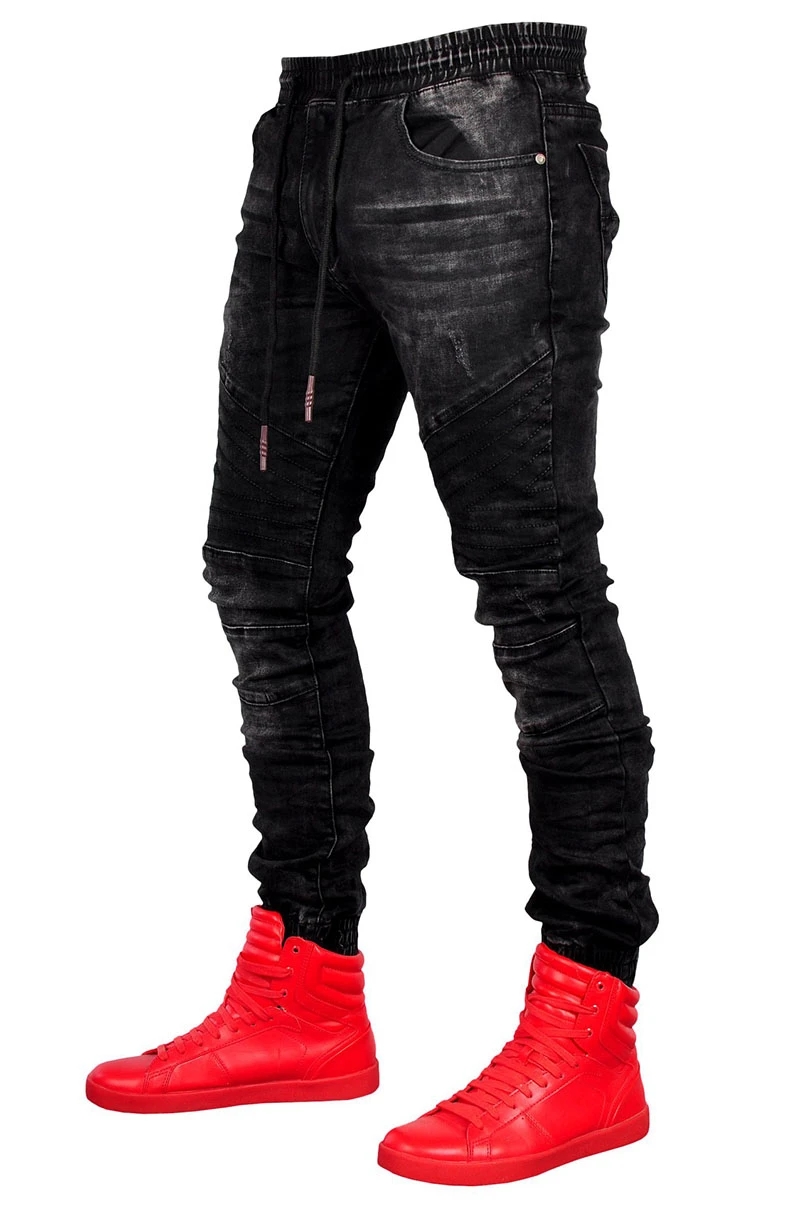2023 Men's Jeans Fashion Slim Fit Elastic Waist Jogger Denim Jeans Hombre Casual Loose Hip Hop Denim Pants Pantalones Vaqueros