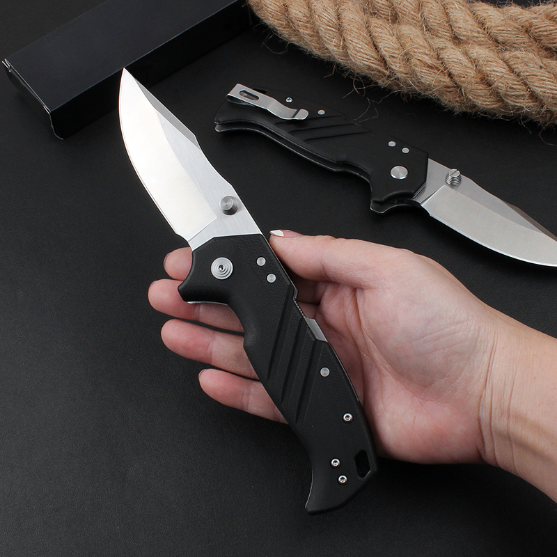 High Quality CL 35DPLC Survival Folding Knife D2 Satin Blade G10 with Steel Sheet Handle Outdoor Camping Hiking Fishing Pocket Folder Knives with Retail Box