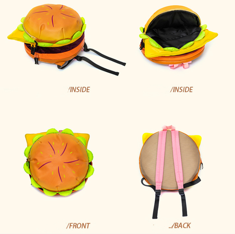 Plush Backpack Fashion Funny Large Capacity Burger Plush Bag Toy Gift