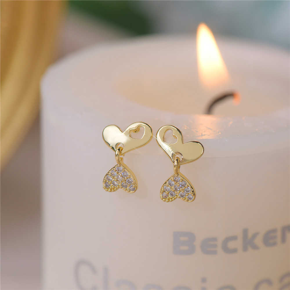 Charme nouvelle corée petit amour Zircon boucles d'oreilles quotidiennes étudiant banlieue petites personnes tempérament Simple boucles d'oreilles élégantes femme Banquet cadeau G230320