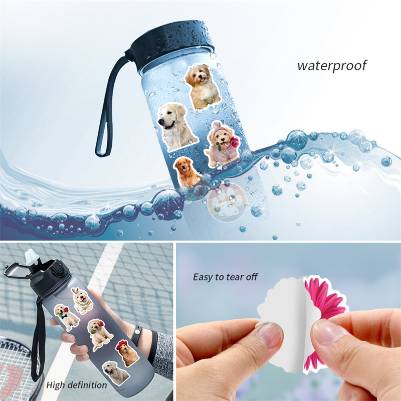 56 Stück Golden Retriever-Aufkleber, wasserfeste Vinyl-Aufkleber für Laptop, Wasserflasche, Handy, Gepäck, süßes Cartoon-Hunde-Aufkleber-Set W-1613