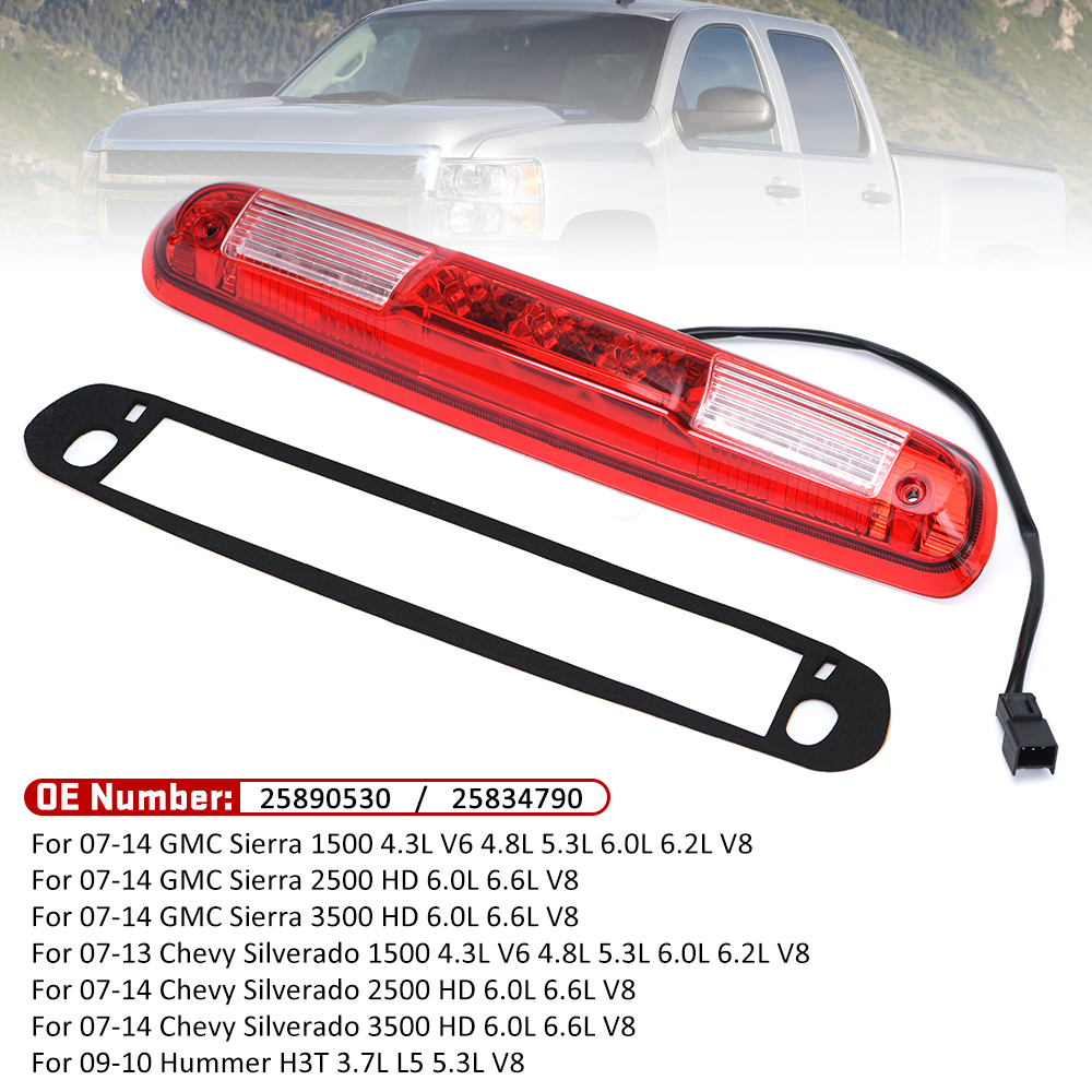 25890530 25834790 Terza luce freno Cargo lampada adatta 07-14 GMC Sierra Chevy Silverado 1500 2500 3500 4.3L5.3L6.0L 6.6L V8 PQY-CDD53