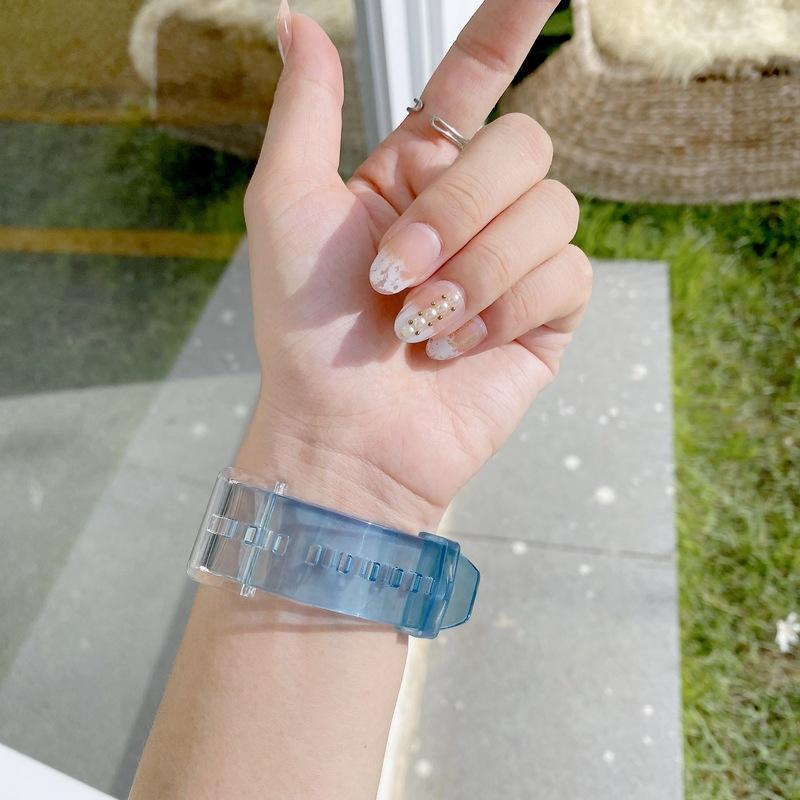 Farbwechselndes transparentes Uhrenarmband für Apple Watch Armband 41 mm 40 mm 38 mm 45 mm 44 mm 42 mm kristallklares Armband Iwatch Serie 7 6 5 4 3 Armbandzubehör