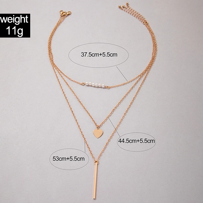 INS ENS TRENDY ROD Pendant Neckalce for Women Charms Pearl Stone Multilayer Geometry Alloy Metal Jewelry Jewer