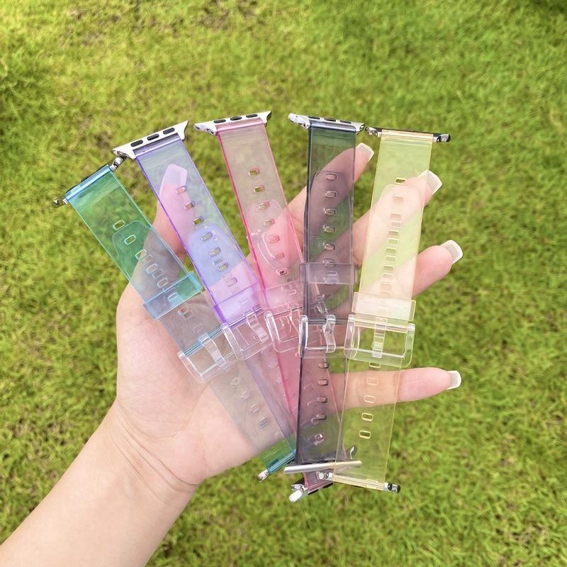 Color Changing Transparent Watch Band For Apple Watch Strap 41mm 40mm 38mm 45mm 44mm 42mm Crystal Clear Watchband Iwatch Series 7 6 5 4 3 Wristband Accessories