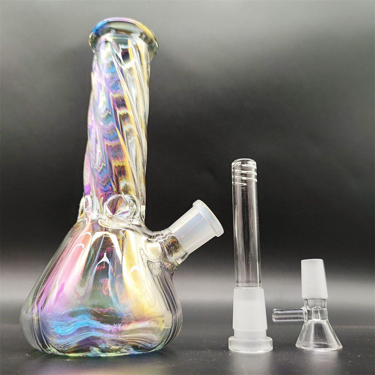 2023 Heady Bong Glass 20CM 8 Inch Clear Twisted Felix Rainbow Color &Clear Hookah Water Pipe Bong Glass Bongs 14mm Bowl Down stem