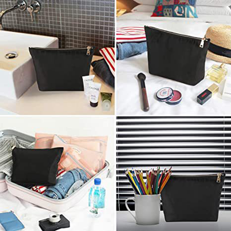 Cosmetic Bags Women Nylon Black Dumpling Shaped Copper Zipper Travel Storage Bag