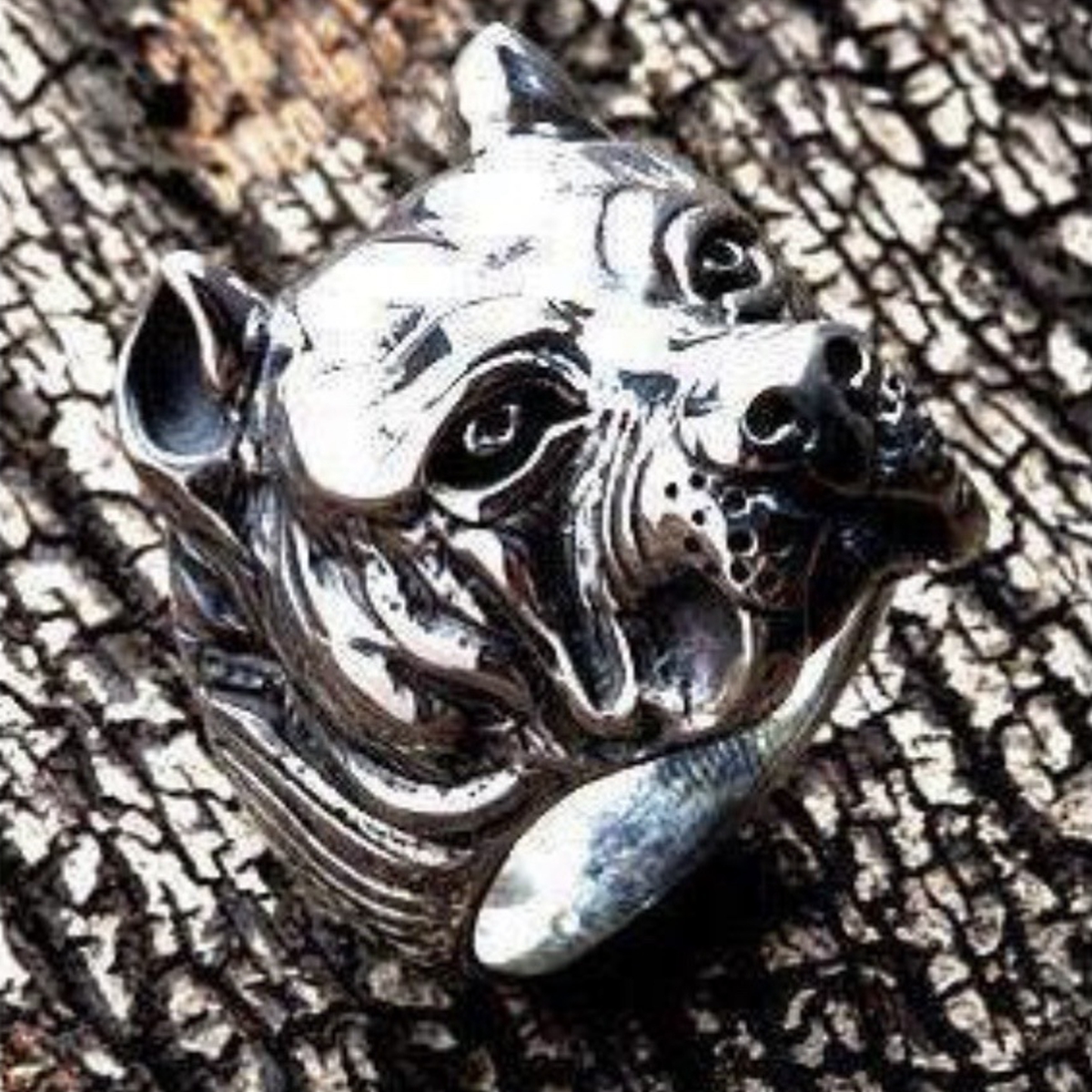 Personalidade de moda Shar Pei Animal Ring Bulldog Shape Punk Hip Hop Men's Riding Ring Presente