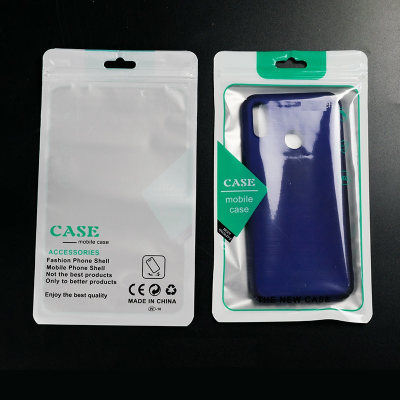 Black Blue 12*21cm Plastic Zipper Retail Bag For Phone Case Plastic Clear Packing Bags Zipper Lock Hang Hole Package Bag For Iphone 4.7 To 6.0 inch Case Cover
