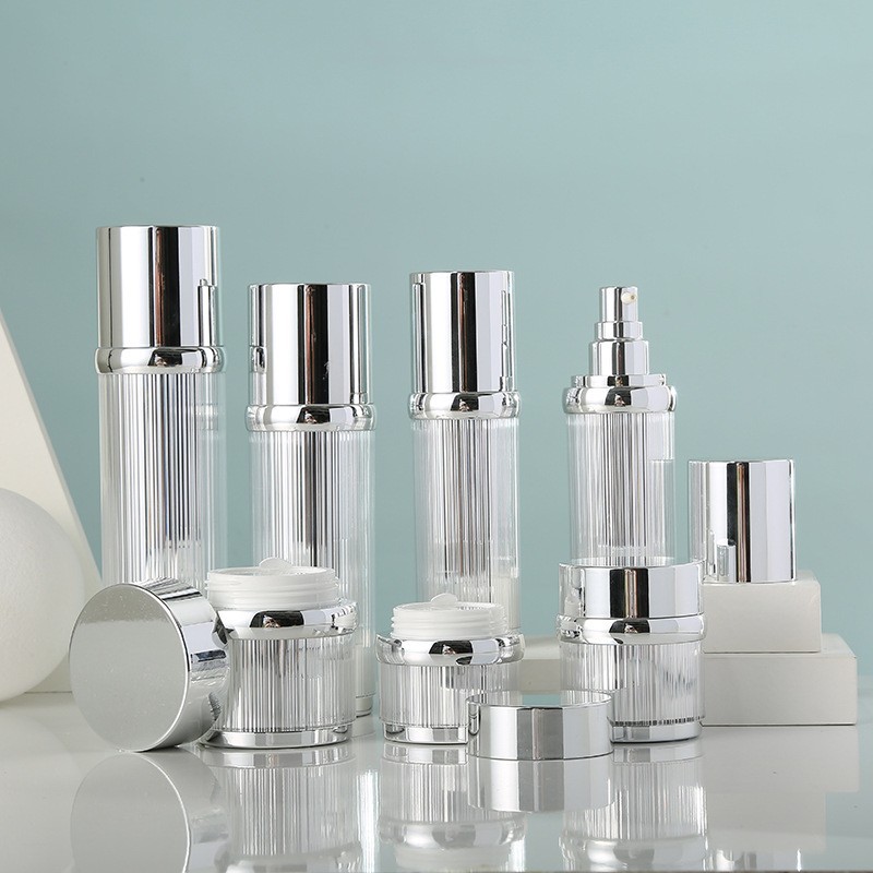 Storage Bottles 100ML 50ML 30MLEmpty Skincare Cosmetic Packaging Container High Grade Luxury Acrylic Silver Lotion Pump Bottle 30G 50G Cream dh98