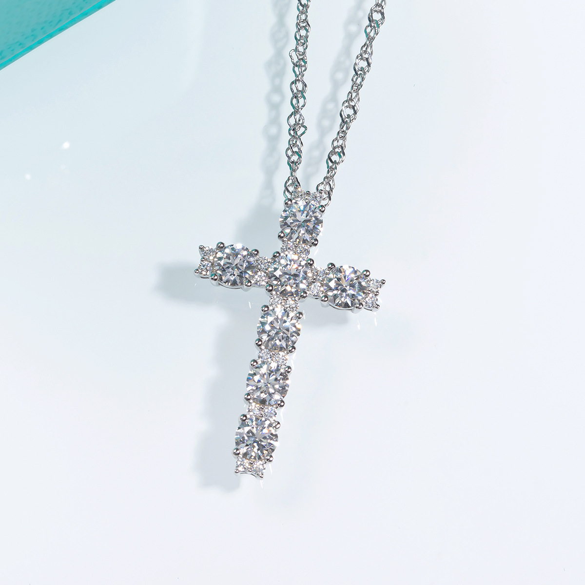 Cross Real 4mm D Color Moissanite Necklace Pass Diamond 925 Sterling Silver Party Wedding Pendants Necklaces For Women Jewelry