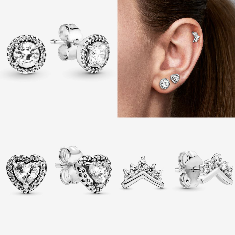 2023 Ny populär 925 Sterling Silver Love Star Butterfly örhängen lämplig för primitiv Pandora kvinnliga DIY -smycken Fashion Accessories