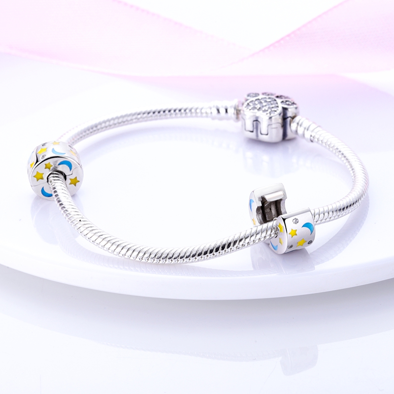 925 Siver Beads Charms för Pandora Charm -armband Designer för kvinnor Starry Moon Sun Dangle Charms