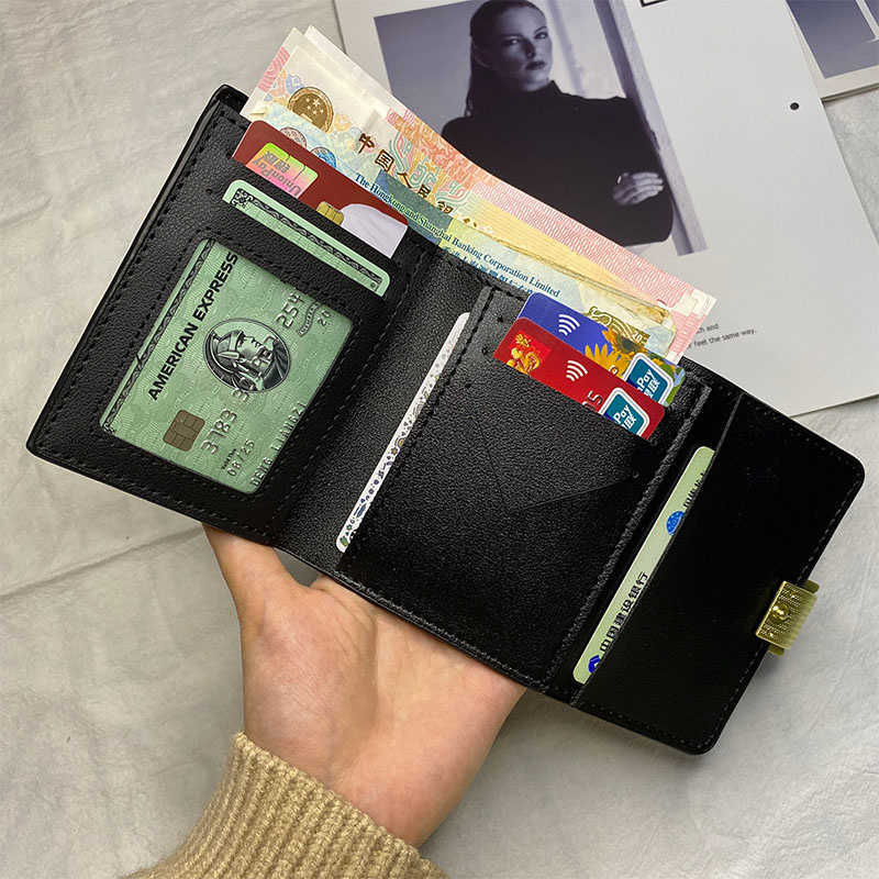 Wallets PU Leather Wallets for Women Short Purses Female Plaid Purses Card Holder Wallet Fashion Woman Small Photo Wallet Clutch Bag G230308