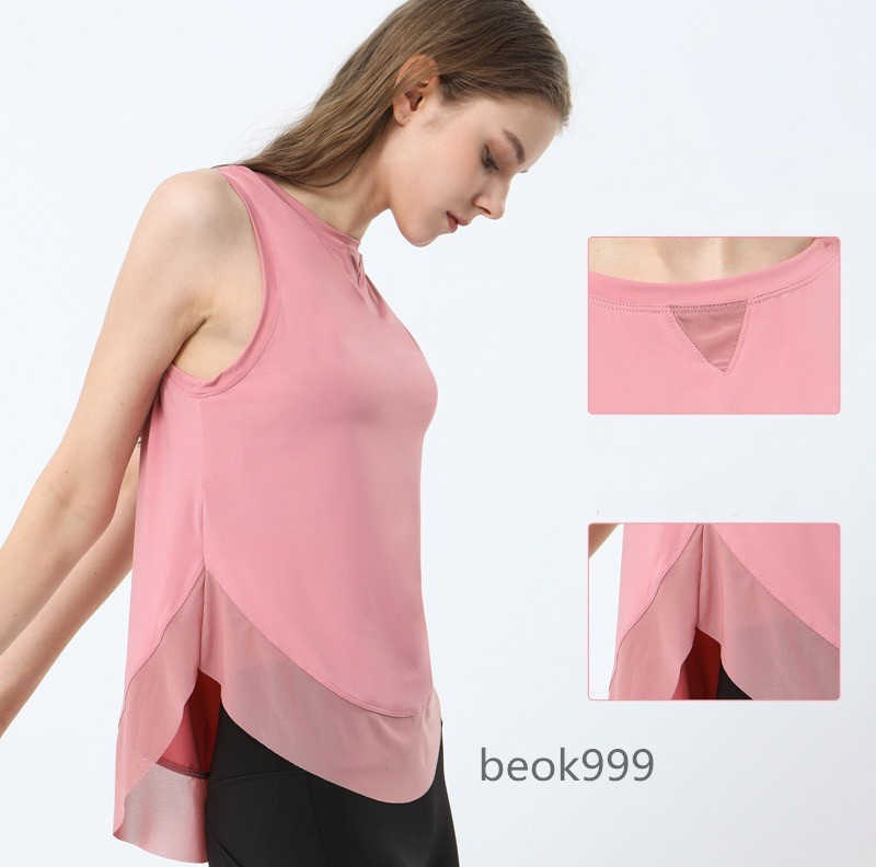 ملابس Lu Yoga Back Hollow Out Shockproof Push Up Sport Tank Top Women Nylon Nylon Feel Gym Procyout Shirt Sest مع مبطنة