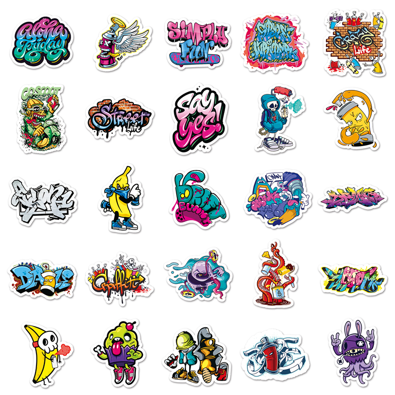 Street Graffiti Art Stickers Fashion Cool Graffiti adesivos para laptações de bagagem de bagagem de bagagem diy adesivos de motocicleta