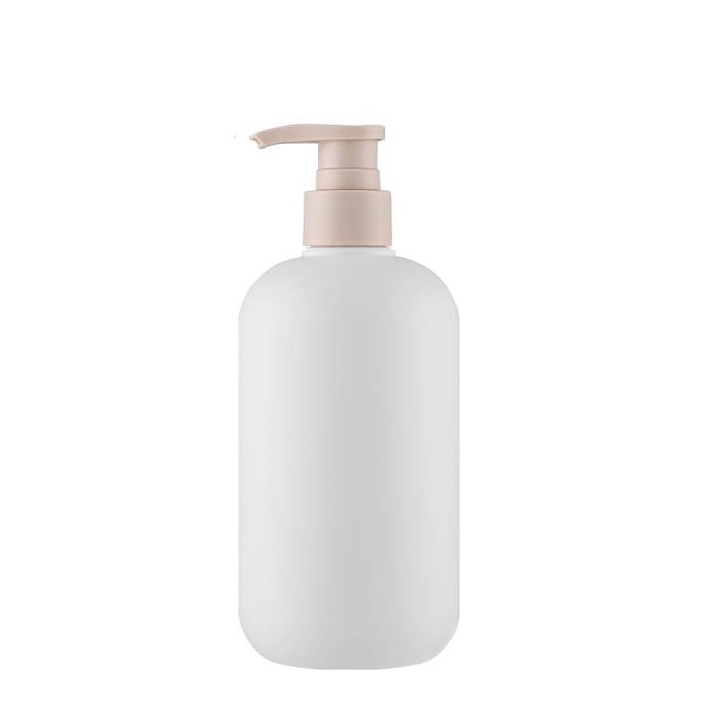 Portable HDPE Plastic White Bottle Lotion Press Pump 300ml 500ml Round Shoulder Refillable Cosmetic Packaging Container Empty Shampoo Bottle