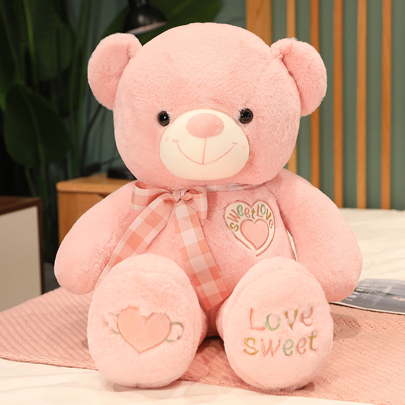 Bonito oso de peluche gigante de calidad de 75cm/95cm con amor, animales de peluche, almohada para dormir, regalos de San Valentín, decoración de habitación