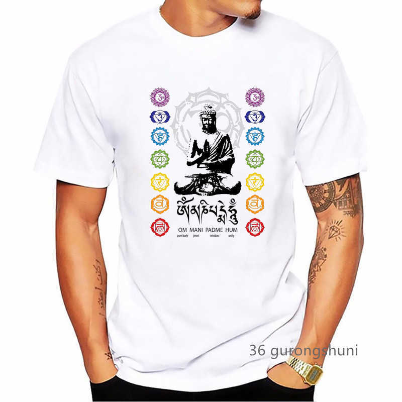 T-shirt da uomo Acquerello Meditazione Buddha Stampa Boho Zen Hobo T Shirt Uomo Estate Top Uomo Streetwear Divertente Tshirt Homme T-Shirt bianca Grafica W0322