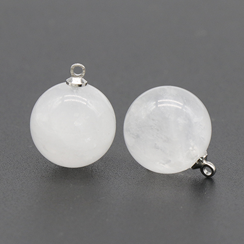 Pendentif à breloques en pierre semi-précieuse en cristal d'agate, boule ronde de 16mm, pour la fabrication de bijoux, vente en gros
