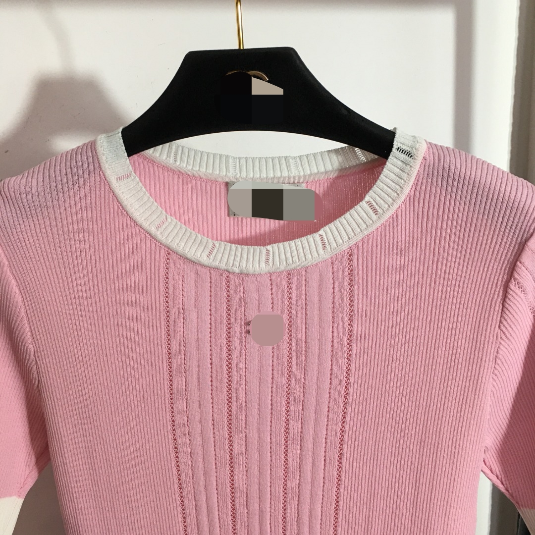 312 2023 Printemps Marque SAme Style Pull À Manches Courtes Noir Rose Bleu Col Ras Du Cou Pull Mode Femmes Vêtements De Haute Qualité Femmes meiyi1466