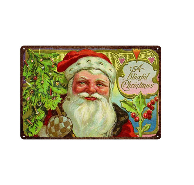 Invierno Muñeco De Nieve Navidad Retro Feliz Navidad Placa De Pintura De Metal Decoración De Pared Carteles De Chapa Cartel Hombre Cueva Bar Club Decoración Pintura De Hierro 30X20cm W03