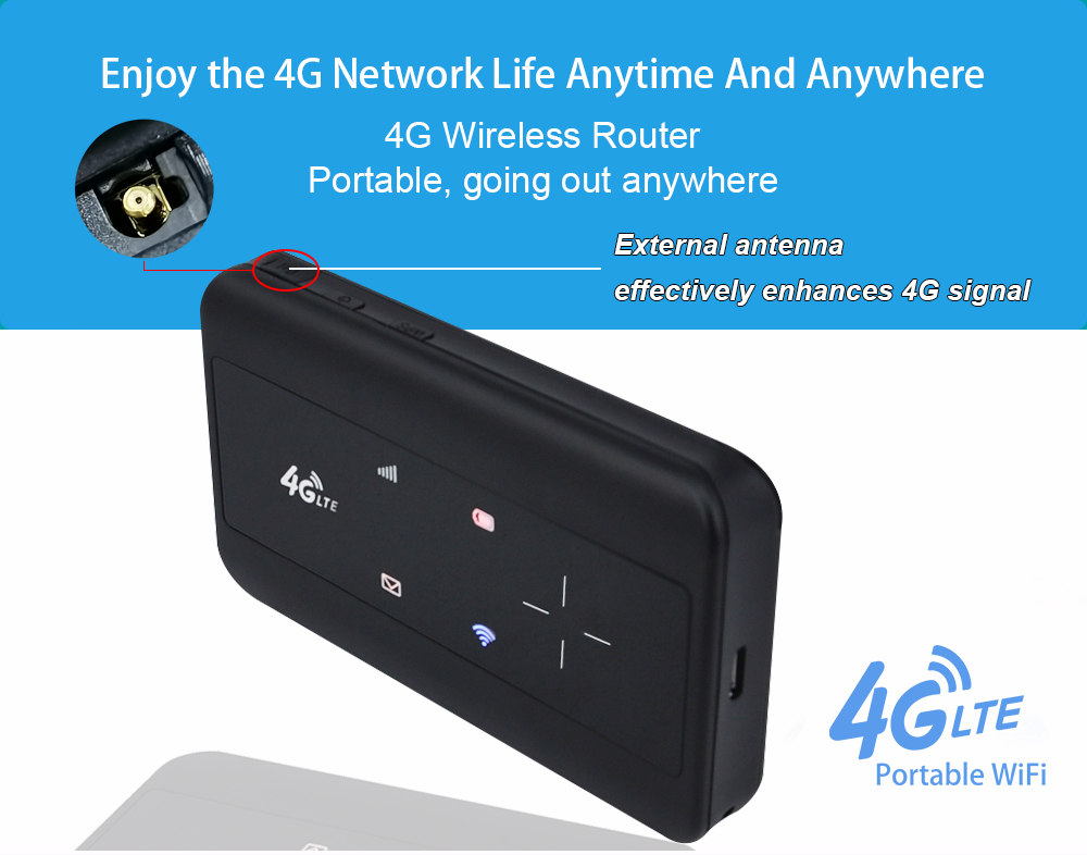 Router 4g SIM-Karte entsperrt Wireless Wifi Modem Outdoor Pocket LTE WI-FI Router mit CRC9-Port und gesendeter externer Antenne