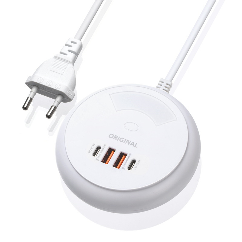 35W snabb snabb laddning Multi Charger Station Compact 4 Port USB PD laddningsuttag Portabel USB C Väggladdare Adapter Touch Night Light för telefoner Tabletter med låda