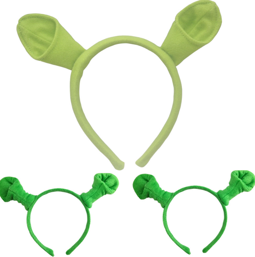Главная Хэллоуин Moq50pcs Hair Hoop Shrek Harpin уши головные повязки головные круги.