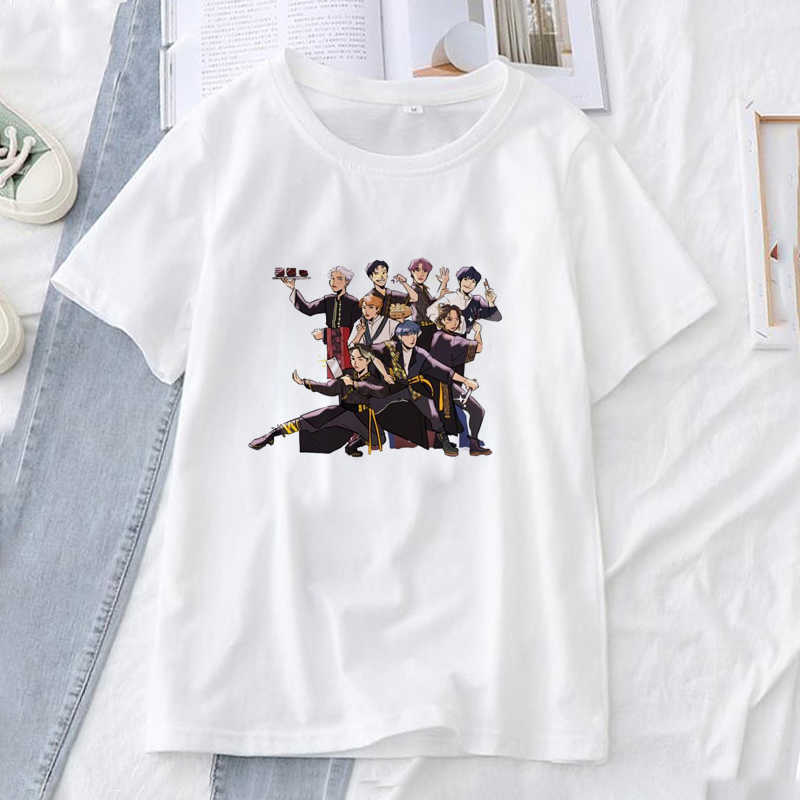 Мужская футболка корейская группа бродяга детская косплей Хлопковая футболка для мужчин женские мультфильм Т-рубашки Harajuku Gothic Tops мальчики девочки Kpop Streetwear одежда W0322