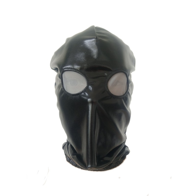 Akcesoria kostiumowe dla dorosłych cosplay czarny błyszczący metalowy kaptur otwartego szarych oczu mesh kostiumy
