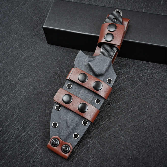 Factory Price High Quality M2 Survival Straight Knife Z-wear Stone Wash/Satin Tanto Blade Full Tang Black G10 Handle Fixed Blade Knives With Leather Kydex