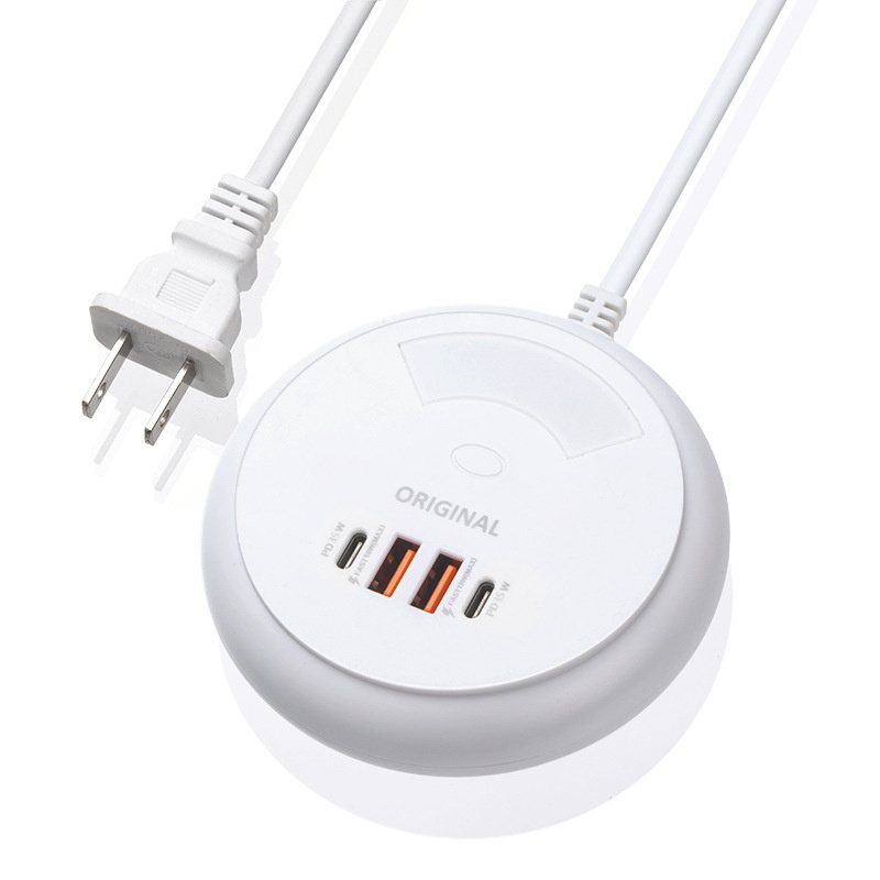 35W Charge rápido de carga rápida Estação multi carregador Compact 4 Porta USB PD Charging Socket Portable C Usb C Adaptador de carregador de parede Touch Night Light for Phones tablets com caixa