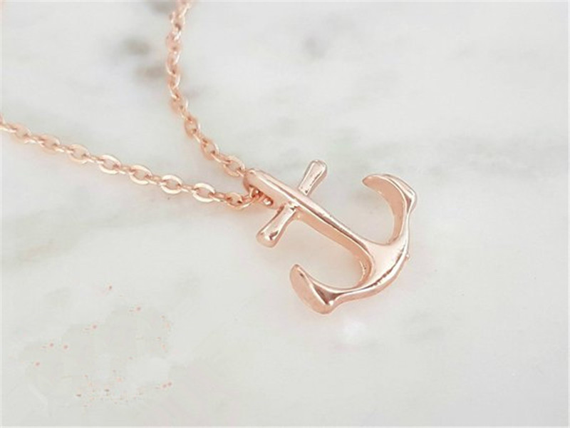 10st Gold Silver Tiny Boat Anchor Halsband i sidled Mens Navy Nautical Anchor Halsband Båtkrokar Halsband för kvinnor