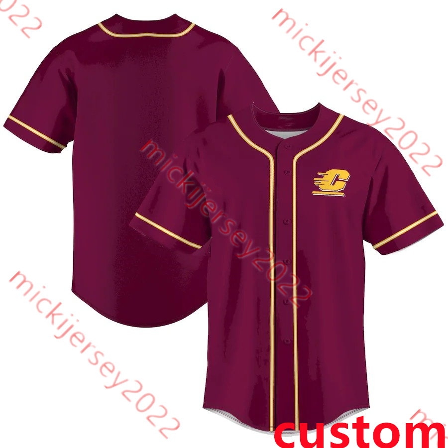 Central Michigan Chippewas Camisa de beisebol Jacob Donahue Ely Stuart Bryson Webb Jake Brill Drew Stengren Jack Eichler Mikey Murphy Camisas personalizadas do Central Michigan