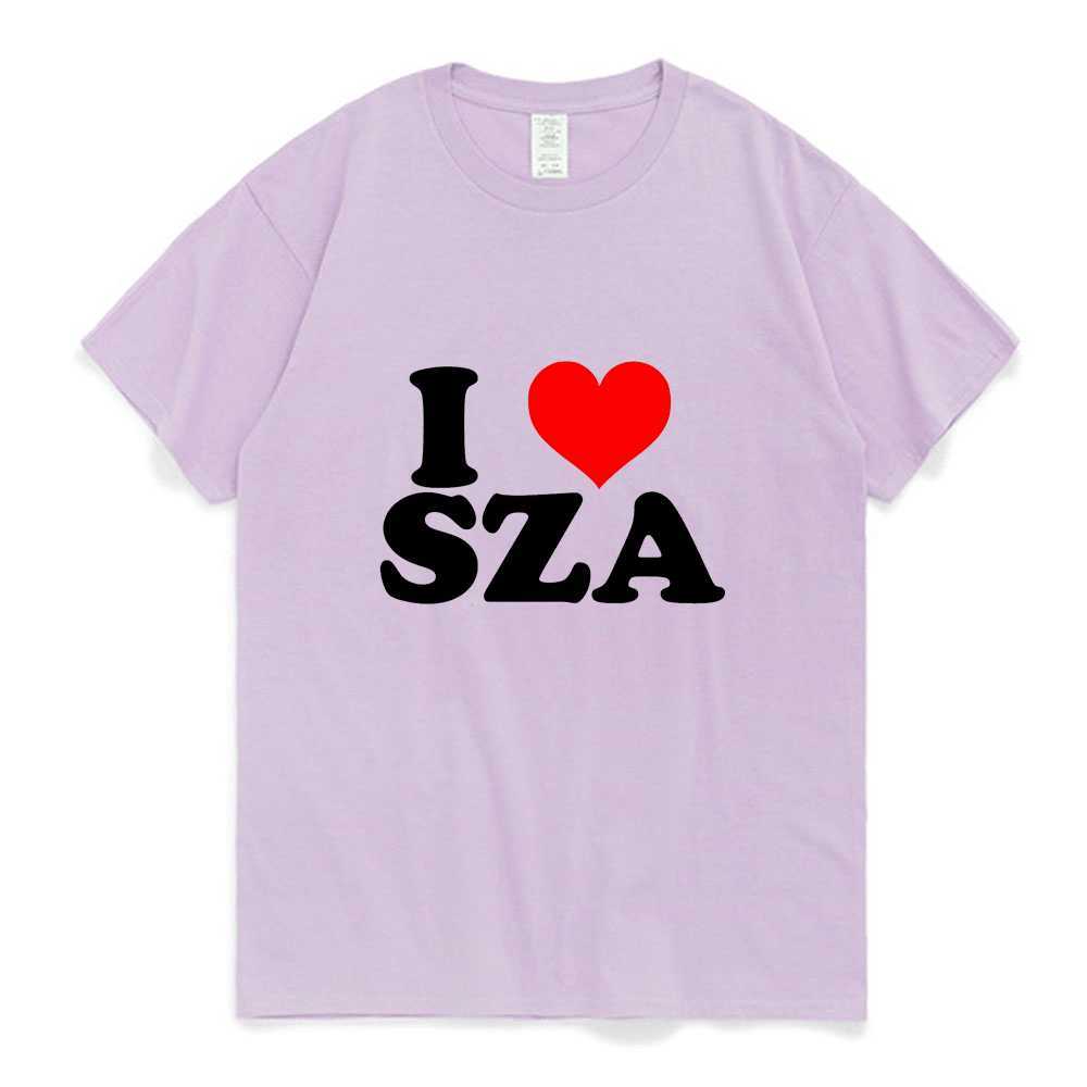 Camisetas masculinas I Love SZA Good Days Graphics Print T-shirt Men Mulheres Rapper de Hip Hop 90